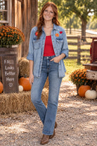 Billy T Birds of a Feather Embroidered Denim Shirt-shirts-Billy T-Deja Nu Boutique, Women's Fashion Boutique in Lampasas, Texas