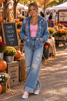 Billy T Sketchbook Embroidered Denim Hoodie in Forever Blue-hoodie-Billy T-Deja Nu Boutique, Women's Fashion Boutique in Lampasas, Texas