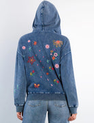 Billy T Sketchbook Embroidered Denim Hoodie in Forever Blue-hoodie-Billy T-Deja Nu Boutique, Women's Fashion Boutique in Lampasas, Texas