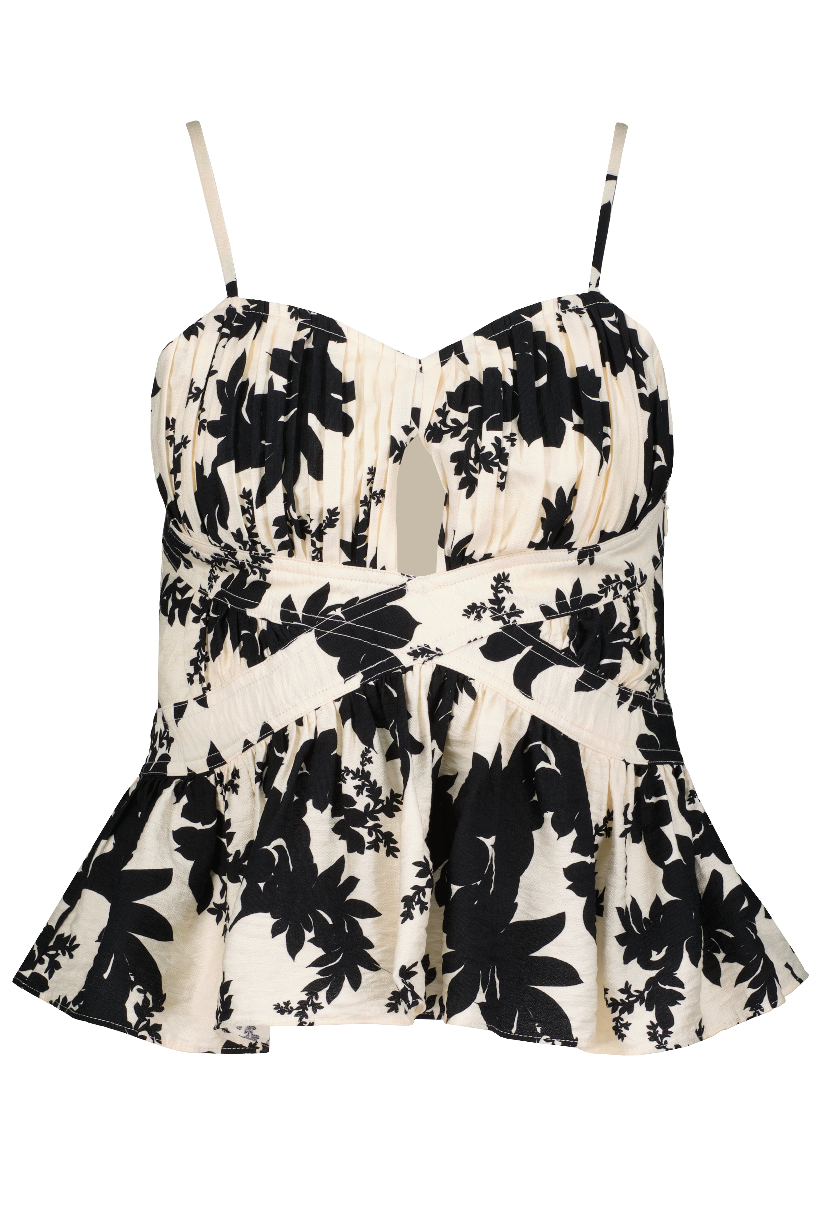Bishop + Young Athena Peplum Top in Black & Ivory Floral-Tops-Bishop And Young-Deja Nu Boutique, Women's Fashion Boutique in Lampasas, Texas