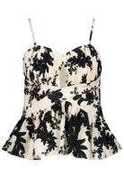 Bishop + Young Athena Peplum Top in Black & Ivory Floral-Tops-Bishop And Young-Deja Nu Boutique, Women's Fashion Boutique in Lampasas, Texas