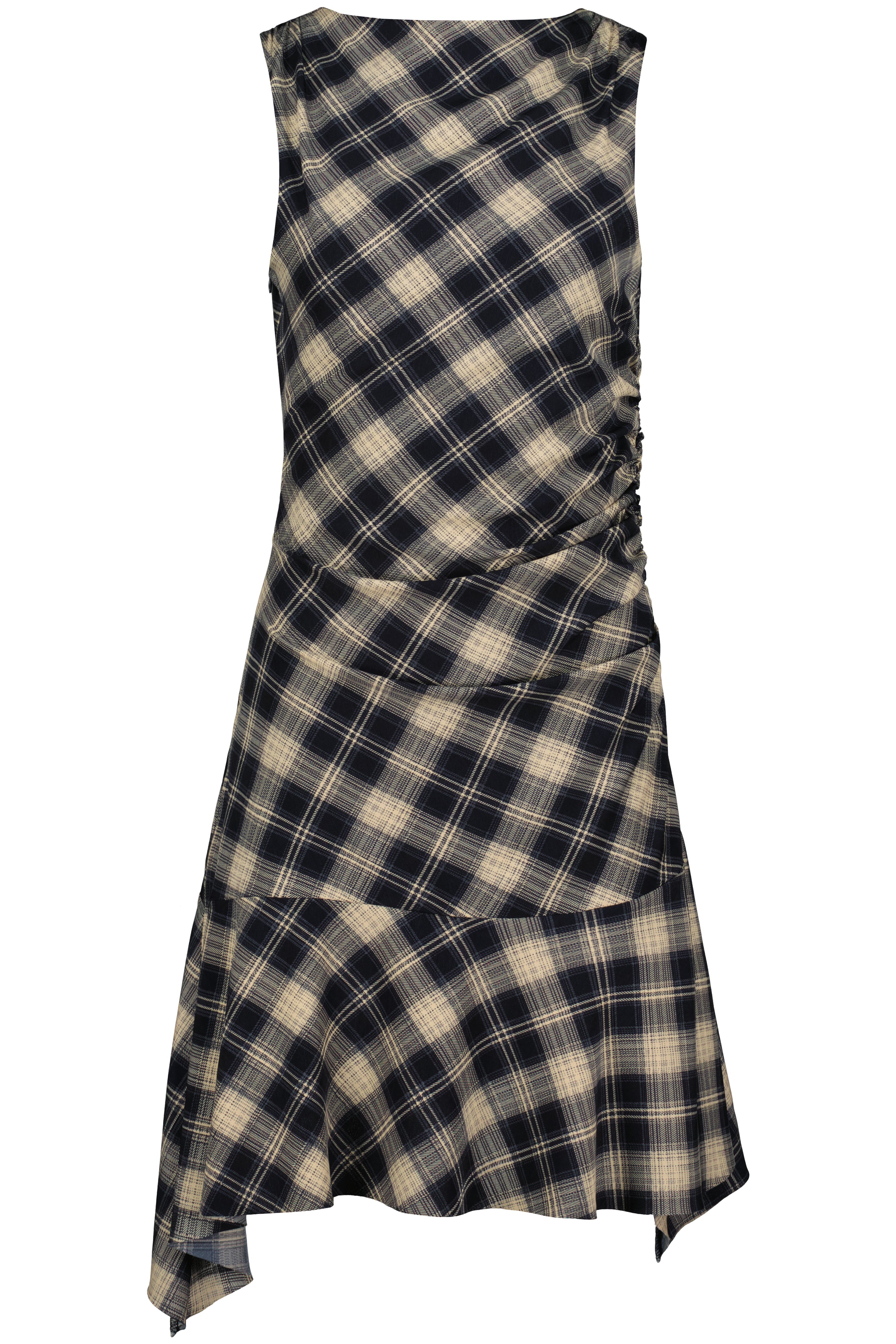 Bishop + Young Blue Plaid Asymmetrical Hem Midi Dress-Midi Dresses-Bishop And Young-Deja Nu Boutique, Women's Fashion Boutique in Lampasas, Texas