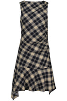 Bishop + Young Blue Plaid Asymmetrical Hem Midi Dress-Midi Dresses-Bishop And Young-Deja Nu Boutique, Women's Fashion Boutique in Lampasas, Texas
