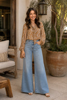 Bishop + Young Modernist Tie Neck Abstract Print Blouse-shirts-Bishop And Young-Deja Nu Boutique, Women's Fashion Boutique in Lampasas, Texas
