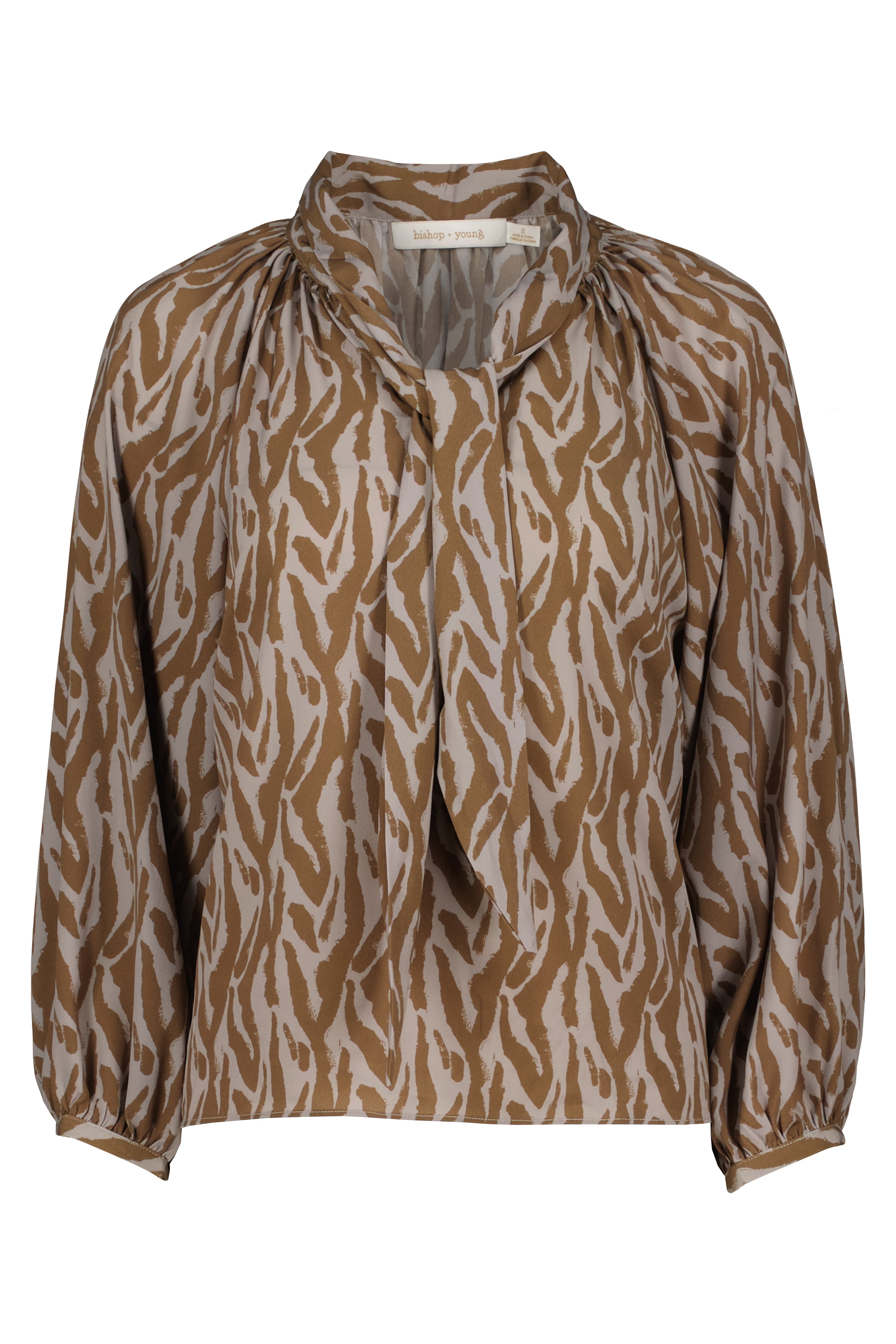 Bishop + Young Modernist Tie Neck Abstract Print Blouse-shirts-Bishop And Young-Deja Nu Boutique, Women's Fashion Boutique in Lampasas, Texas