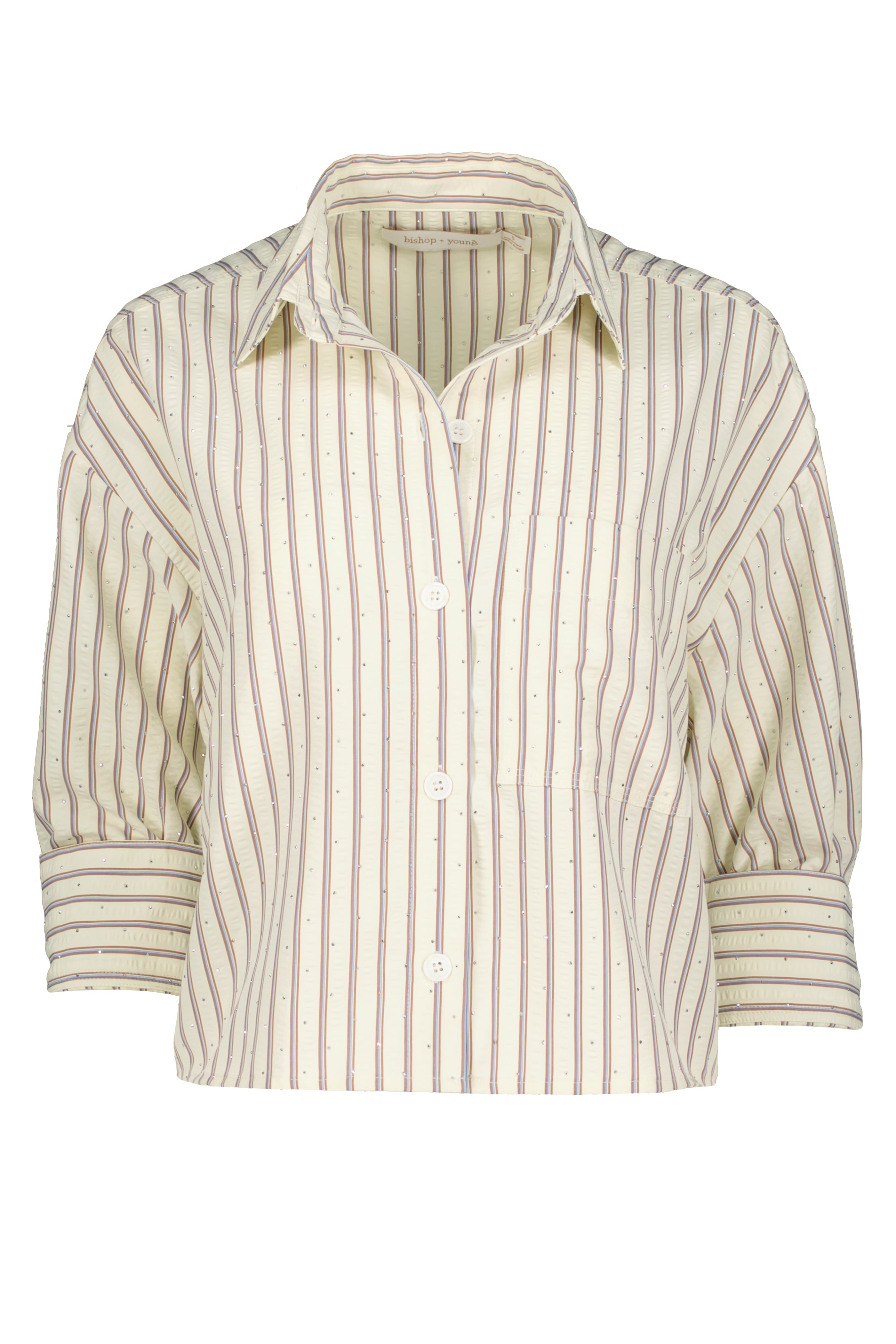 Bishop + Young Sydney Embellished Blue Stripe Top-shirts-Bishop And Young-Deja Nu Boutique, Women's Fashion Boutique in Lampasas, Texas