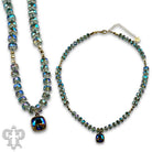 Pink Panache Blue Faceted Heishi Bead Necklace with Austrian Crystal Pendant-Necklace-Pink Panache-Deja Nu Boutique, Women's Fashion Boutique in Lampasas, Texas