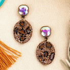 Crystal Leopard Statement Earrings Pink or Brown-Earrings-Deja Nu-Deja Nu Boutique, Women's Fashion Boutique in Lampasas, Texas