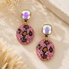 Crystal Leopard Statement Earrings Pink or Brown-Earrings-Deja Nu-Deja Nu Boutique, Women's Fashion Boutique in Lampasas, Texas