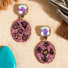 Crystal Leopard Statement Earrings Pink or Brown-Earrings-Deja Nu-Deja Nu Boutique, Women's Fashion Boutique in Lampasas, Texas