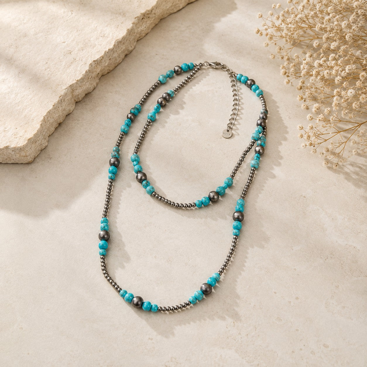 Desert Sky Turquoise Navajo Pearl Layered Necklace-Necklace-Deja Nu-Deja Nu Boutique, Women's Fashion Boutique in Lampasas, Texas