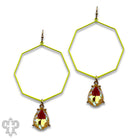 Pink Panache Neon Yellow Octagon Earring with Rhinestone Teardrop Charm-Earrings-Pink Panache-Deja Nu Boutique, Women's Fashion Boutique in Lampasas, Texas
