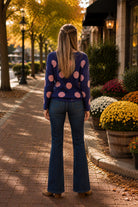 Easel Blue & Pink Polka Dot Oversized Knit Sweater-Sweaters-Easel-Deja Nu Boutique, Women's Fashion Boutique in Lampasas, Texas