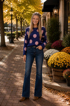 Easel Blue & Pink Polka Dot Oversized Knit Sweater-Sweaters-Easel-Deja Nu Boutique, Women's Fashion Boutique in Lampasas, Texas