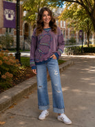 Easel Blueberry Flower Patch Mineral Washed Terry Pullover-sweatshirt-Easel-Deja Nu Boutique, Women's Fashion Boutique in Lampasas, Texas