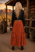Easel Brick Tiered Side Faux Suede Maxi Skirt-Skirts-Easel-Deja Nu Boutique, Women's Fashion Boutique in Lampasas, Texas