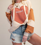 Easel Cinnamon Latte Friday Night Lights Game Day Patch Washed Terry Pullover-sweatshirt-Easel-Deja Nu Boutique, Women's Fashion Boutique in Lampasas, Texas