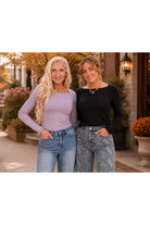 Easel Lilac or Charcoal Washed Rib Knit Top-Tops-Easel-Deja Nu Boutique, Women's Fashion Boutique in Lampasas, Texas