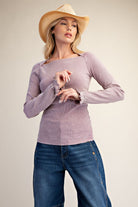 Easel Lilac Washed Rib Knit Top-Tops-Easel-Deja Nu Boutique, Women's Fashion Boutique in Lampasas, Texas
