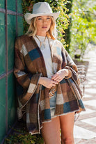 Easel Mocha Plaid Brushed Hacci Oversized Cape-cape-Easel-Deja Nu Boutique, Women's Fashion Boutique in Lampasas, Texas