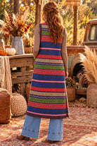 Easel Multi Color Knitted Sweater Maxi Vest-Vest-Easel-Deja Nu Boutique, Women's Fashion Boutique in Lampasas, Texas