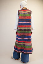 Easel Multi Color Knitted Sweater Maxi Vest-Vest-Easel-Deja Nu Boutique, Women's Fashion Boutique in Lampasas, Texas
