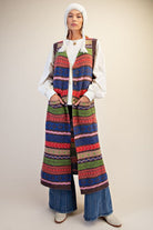 Easel Multi Color Knitted Sweater Maxi Vest-Vest-Easel-Deja Nu Boutique, Women's Fashion Boutique in Lampasas, Texas