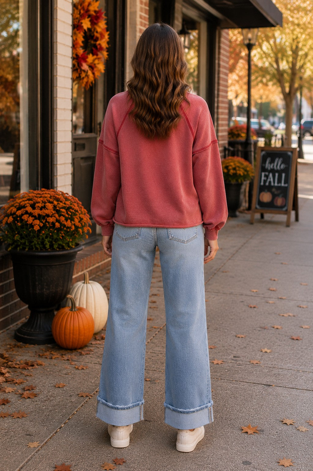 Lovervet by Vervet Mid Rise Medium Light Wash Cuffed Slim Wide Leg Jeans-Jeans-Lovervet by Vervet-Deja Nu Boutique, Women's Fashion Boutique in Lampasas, Texas