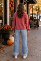 Lovervet by Vervet Mid Rise Medium Light Wash Cuffed Slim Wide Leg Jeans-Jeans-Lovervet by Vervet-Deja Nu Boutique, Women's Fashion Boutique in Lampasas, Texas