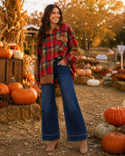 Easel Boho Red Mixed Plaid & Corduroy Shacket-Shackets-Easel-Deja Nu Boutique, Women's Fashion Boutique in Lampasas, Texas