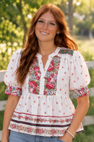 Easel Sage Pink Floral Printed Puff Sleeve Top-Tops-Easel-Deja Nu Boutique, Women's Fashion Boutique in Lampasas, Texas