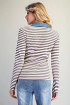 ee:some Mineral Washed Striped Lace-Up Top – Fig Cream-shirts-ee:some-Deja Nu Boutique, Women's Fashion Boutique in Lampasas, Texas