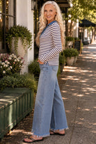 ee:some Mineral Washed Striped Lace-Up Top – Fig Cream-shirts-ee:some-Deja Nu Boutique, Women's Fashion Boutique in Lampasas, Texas