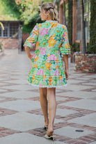 ee:some Floral Lace Trim Tiered Mini Dress – Spring Green Multi-mini dress-eesome-Deja Nu Boutique, Women's Fashion Boutique in Lampasas, Texas