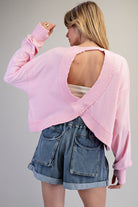 ee:some Mineral Washed Round Neck Top - Sweet Pink-Long Sleeves-ee:some-Deja Nu Boutique, Women's Fashion Boutique in Lampasas, Texas
