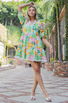 ee:some Floral Lace Trim Tiered Mini Dress – Spring Green Multi-mini dress-eesome-Deja Nu Boutique, Women's Fashion Boutique in Lampasas, Texas