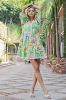 ee:some Floral Lace Trim Tiered Mini Dress – Spring Green Multi-mini dress-eesome-Deja Nu Boutique, Women's Fashion Boutique in Lampasas, Texas