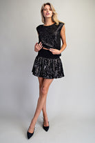 ee:some Black Sequin Bubble Mini Skirt-Skirts-ee:some-Deja Nu Boutique, Women's Fashion Boutique in Lampasas, Texas