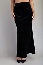 ee:some Black Velvet Maxi Skirt Elegant Evening Wear-Bottoms-ee:some-Deja Nu Boutique, Women's Fashion Boutique in Lampasas, Texas