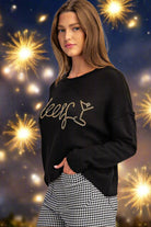 ee:some Cheers Beaded Long Sleeve Sweater In Black Champagne-Sweaters-ee:some-Deja Nu Boutique, Women's Fashion Boutique in Lampasas, Texas
