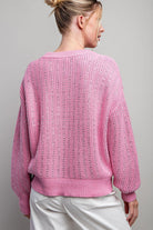 ee:some Jewel Crochet Knit Sweater In Bubble Pink-Sweaters-ee:some-Deja Nu Boutique, Women's Fashion Boutique in Lampasas, Texas