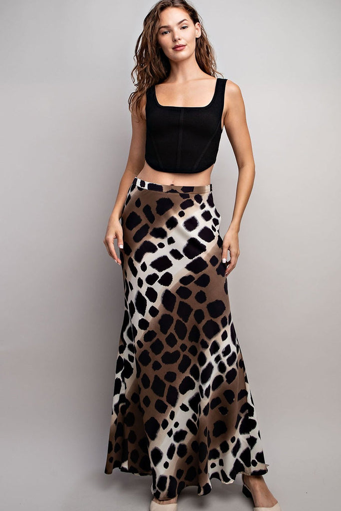 ee:some Leopard Spotted Maxi Skirt In Brown-Skirts-ee:some-Deja Nu Boutique, Women's Fashion Boutique in Lampasas, Texas