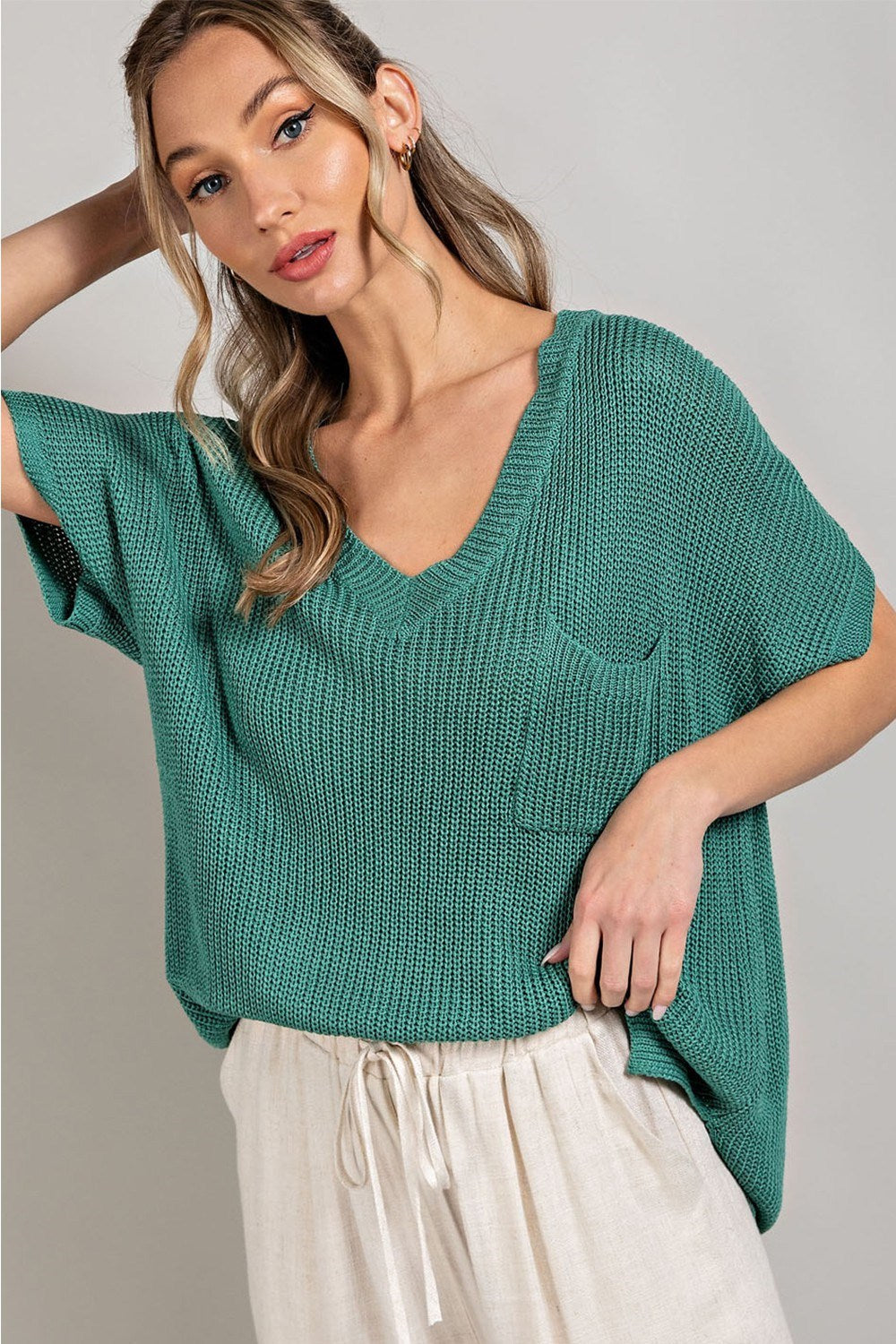 Eesome High Neck Sweater Tank Crop Top by Eesome - Coco Tan