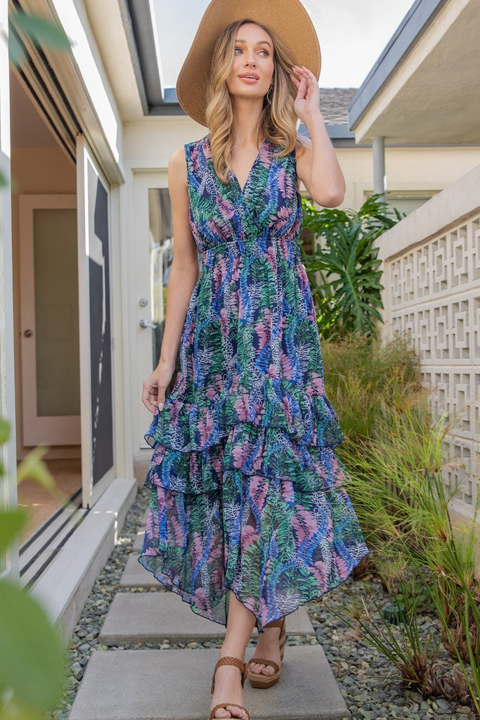 ee:some Smocked Ruffle Maxi Dress In Navy-Maxi Dresses-ee:some-Deja Nu Boutique, Women's Fashion Boutique in Lampasas, Texas