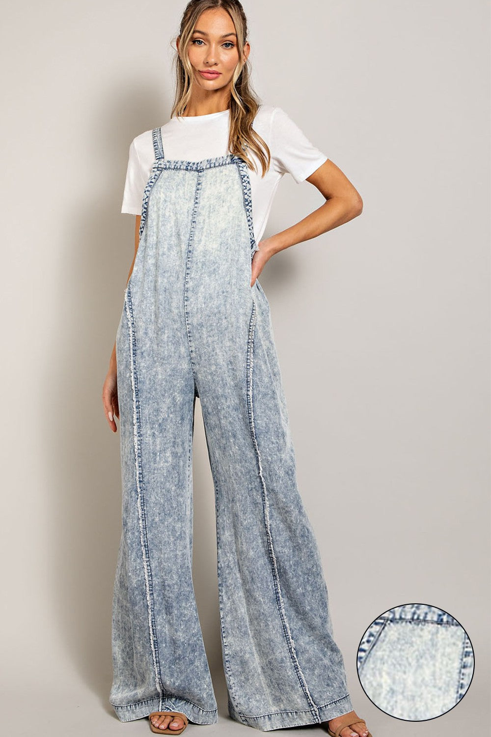 ee:some Washed Tie Dye Tencel Jumpsuit-Rompers & Jumpsuits-ee:some-Deja Nu Boutique, Women's Fashion Boutique in Lampasas, Texas