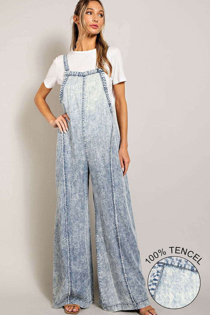ee:some Washed Tie Dye Tencel Jumpsuit-Rompers & Jumpsuits-ee:some-Deja Nu Boutique, Women's Fashion Boutique in Lampasas, Texas