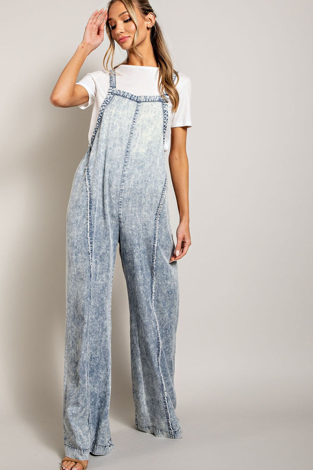 ee:some Washed Tie Dye Tencel Jumpsuit-Rompers & Jumpsuits-ee:some-Deja Nu Boutique, Women's Fashion Boutique in Lampasas, Texas