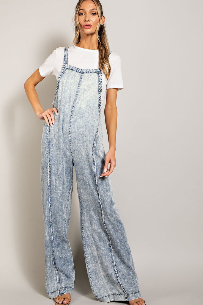 ee:some Washed Tie Dye Tencel Jumpsuit-Rompers & Jumpsuits-ee:some-Deja Nu Boutique, Women's Fashion Boutique in Lampasas, Texas