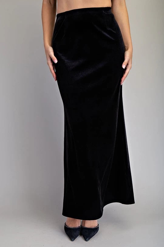 ee:some Black Velvet Maxi Skirt Elegant Evening Wear-Bottoms-ee:some-Deja Nu Boutique, Women's Fashion Boutique in Lampasas, Texas