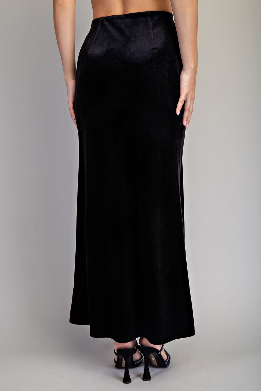 ee:some Black Velvet Maxi Skirt Elegant Evening Wear-Bottoms-ee:some-Deja Nu Boutique, Women's Fashion Boutique in Lampasas, Texas